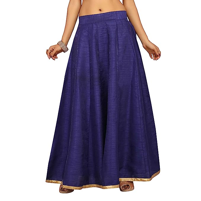 Women's Royal Blue Raw Silk Skirt (Design 706)