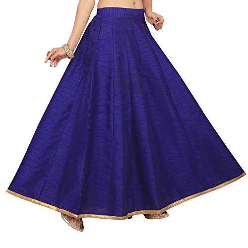 Women's Royal Blue Raw Silk Skirt (Design 706)