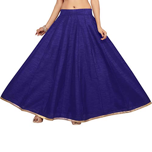 Women's Royal Blue Raw Silk Skirt (Design 706)