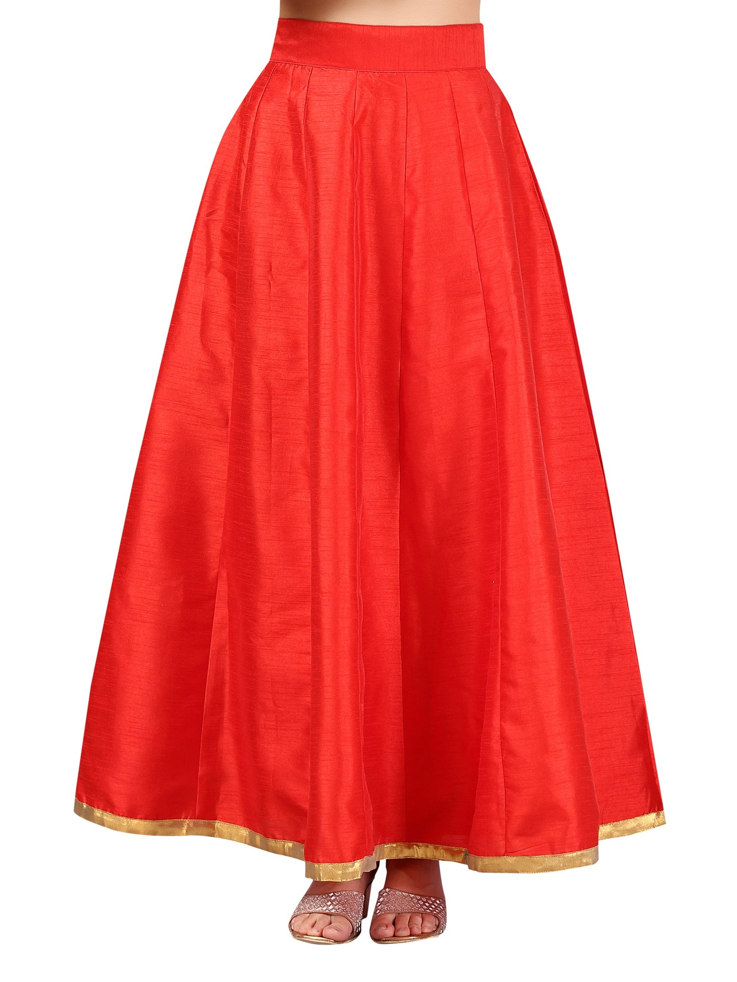 Women's Red Raw Silk Skirt (Design 706)