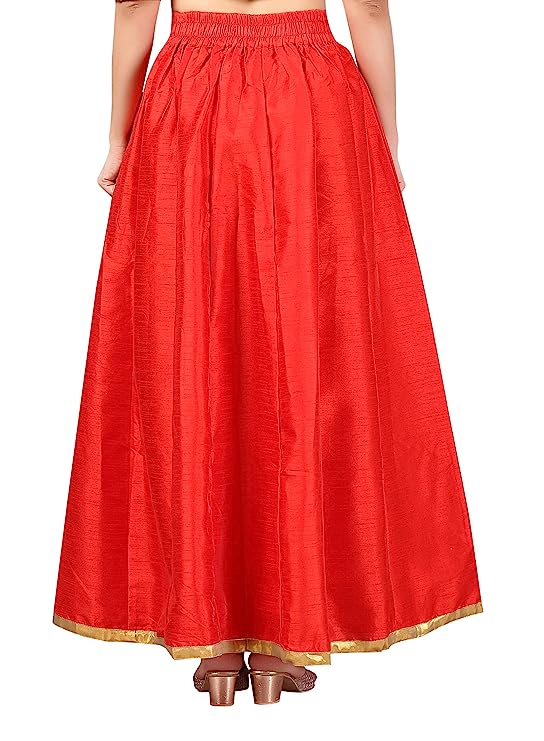 Women's Red Raw Silk Skirt (Design 706)