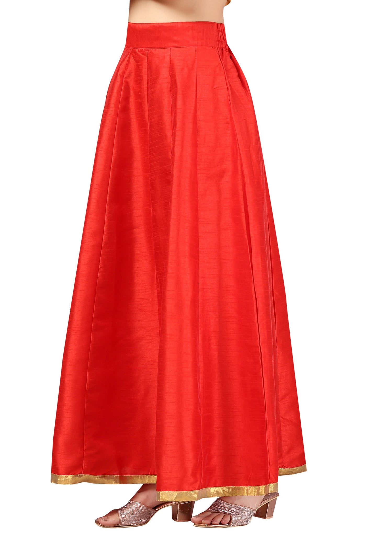 Women's Red Raw Silk Skirt (Design 706)