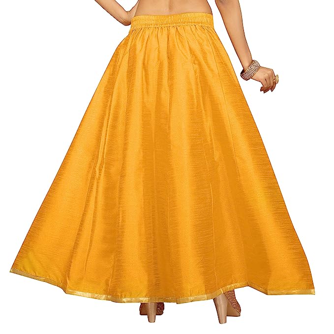 Women's Yellow Raw Silk Skirt (Design 706)