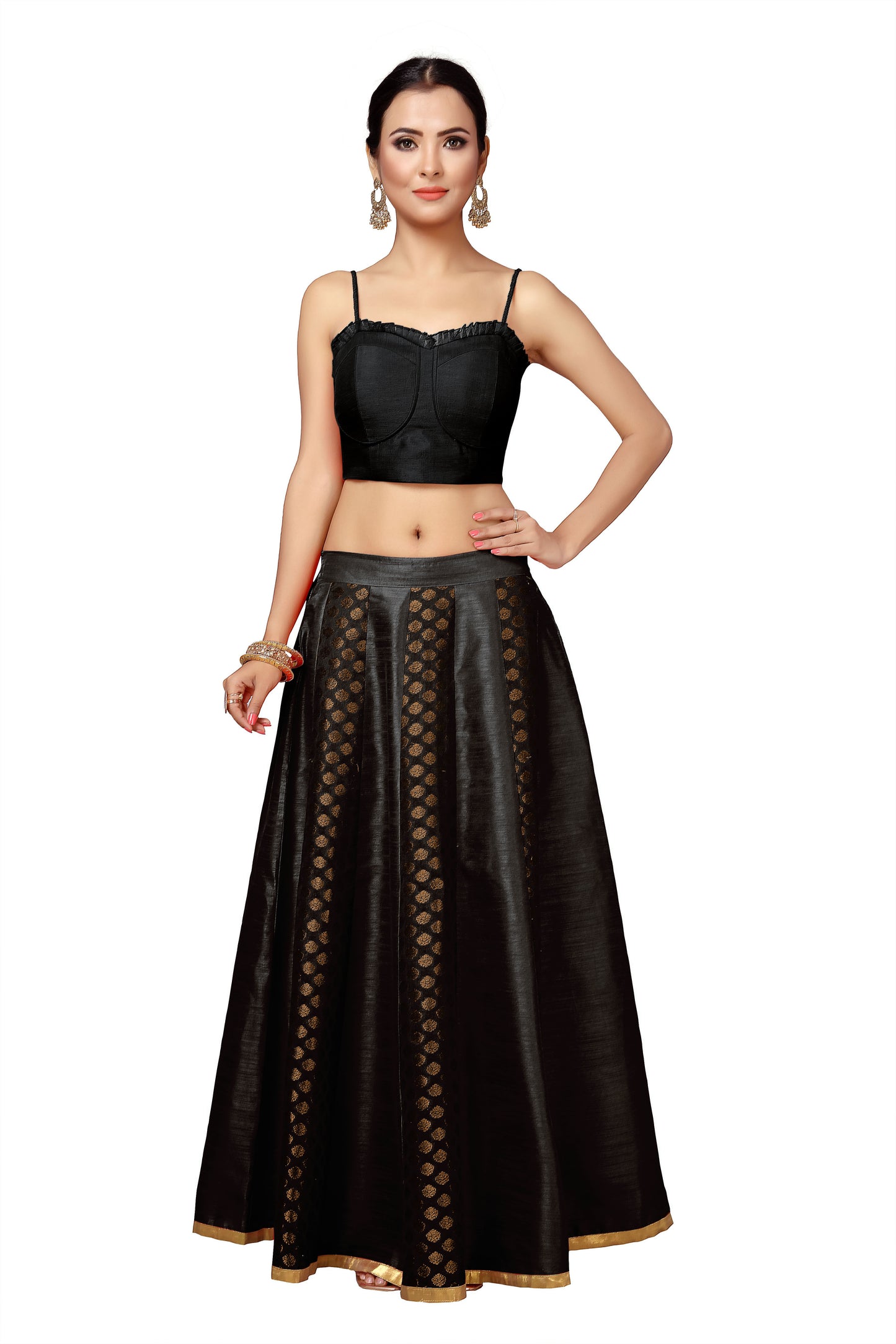 Women's Black Brocade Skirt (Design 715)