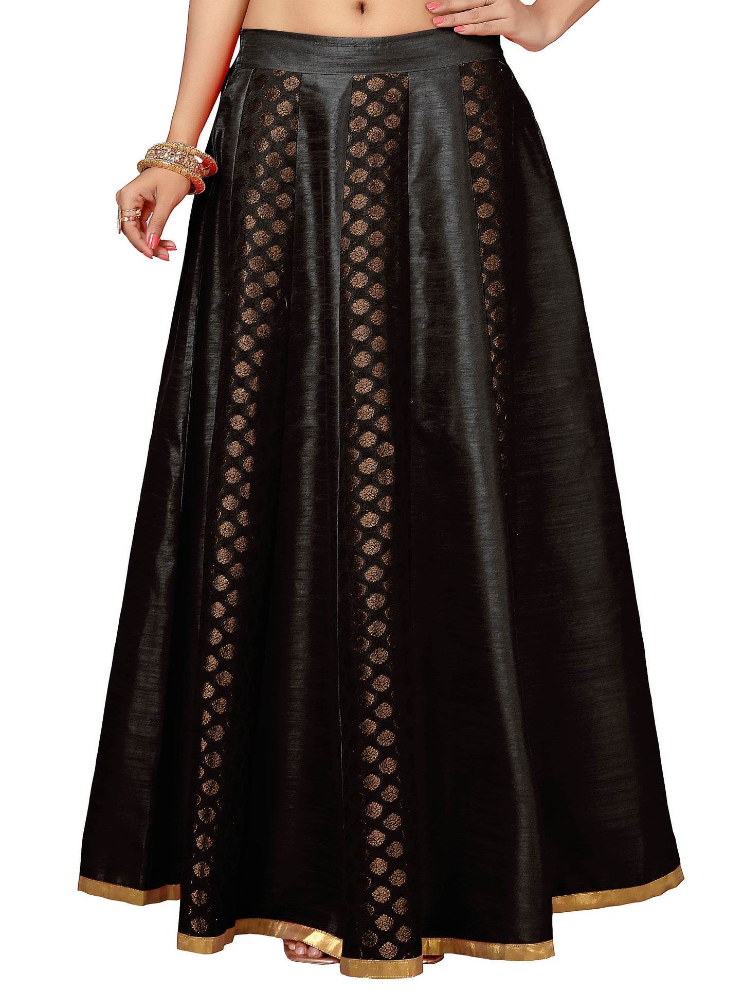 Women's Black Brocade Skirt (Design 715)