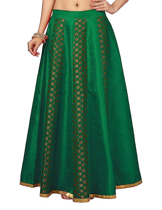 Women's Green Brocade Skirt (Design 715)