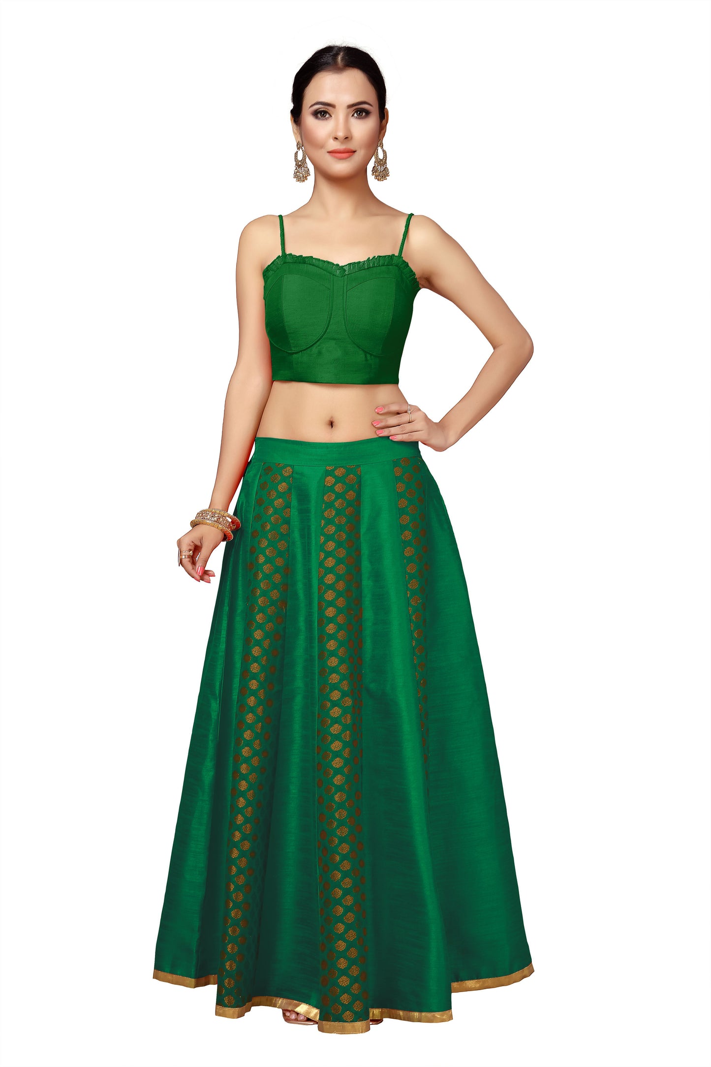 Women's Green Brocade Skirt (Design 715)