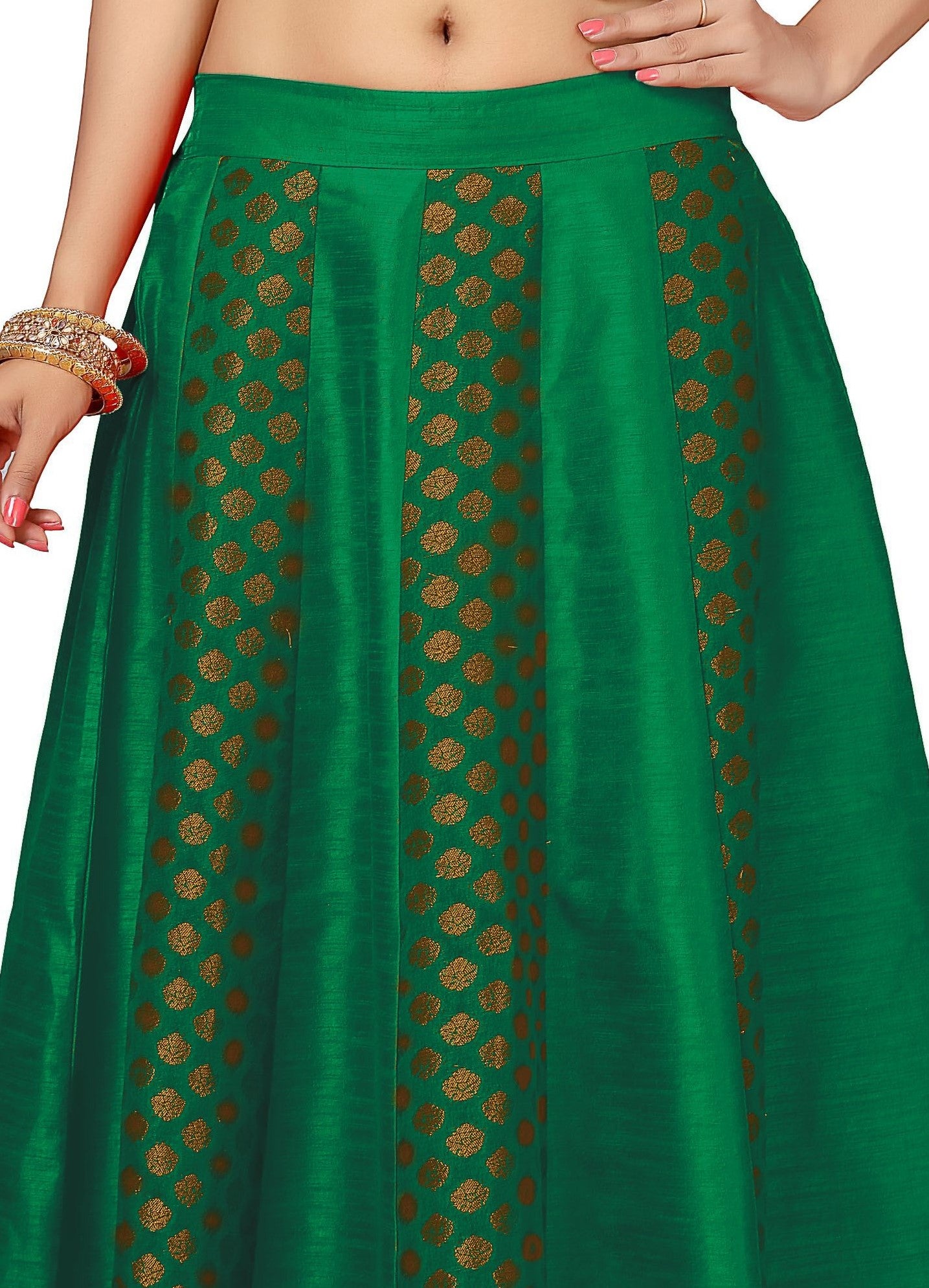 Women's Green Brocade Skirt (Design 715)