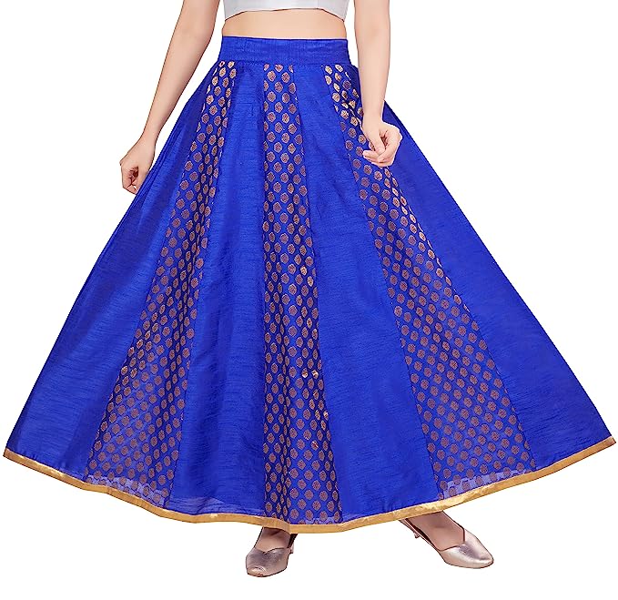 Women's Royal Blue Brocade Skirt (Design 715)