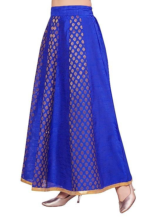 Women's Royal Blue Brocade Skirt (Design 715)