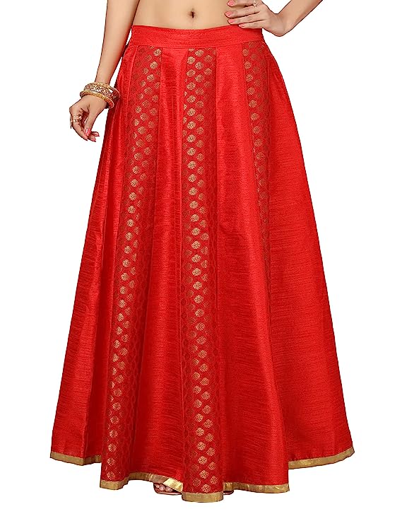 Women's Red Brocade Skirt (Design 715)