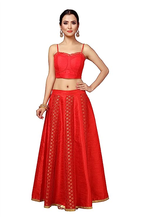 Women's Red Brocade Skirt (Design 715)