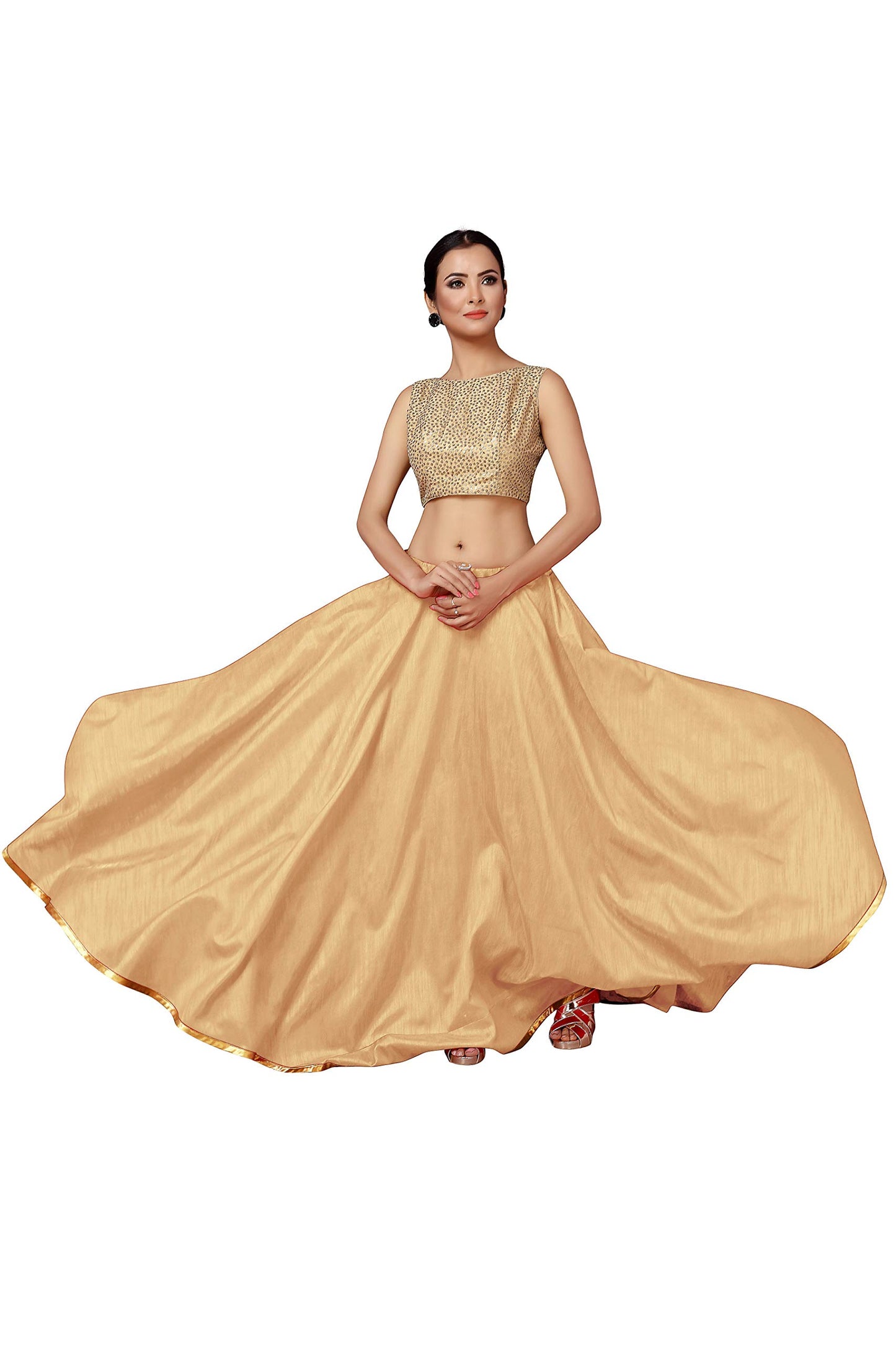 Women's Gold Polyester Skirt (Design 717)