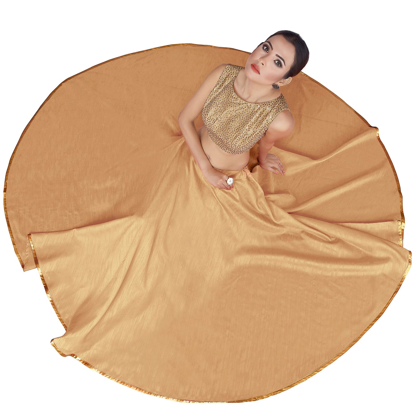 Women's Gold Polyester Skirt (Design 717)