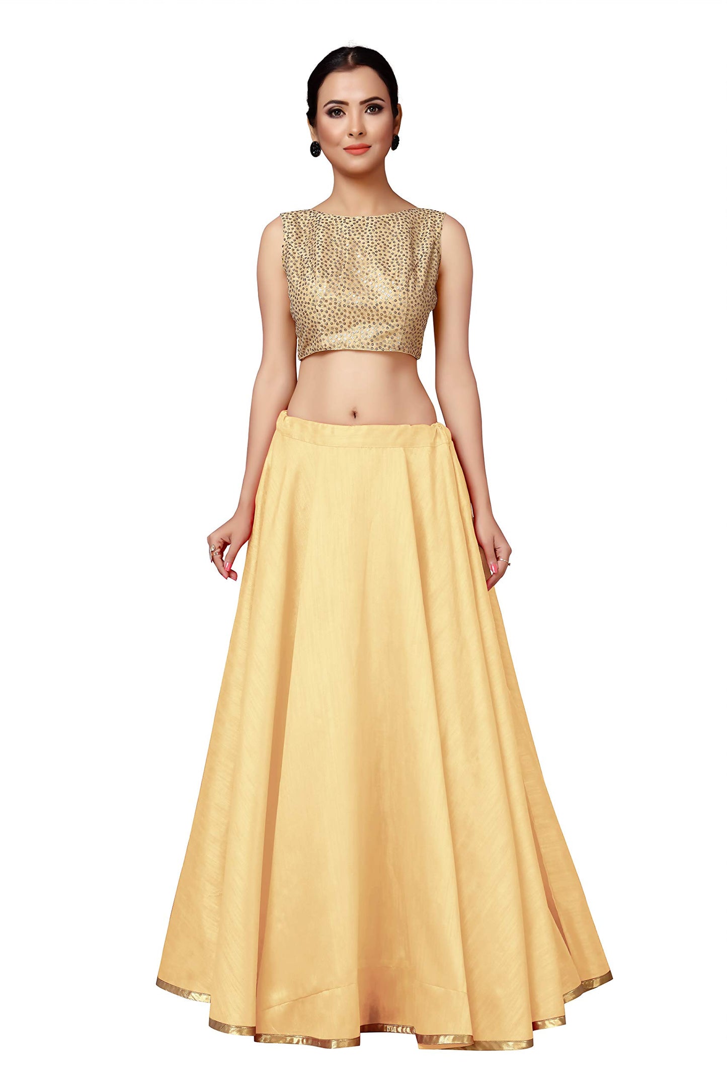 Women's Gold Polyester Skirt (Design 717)