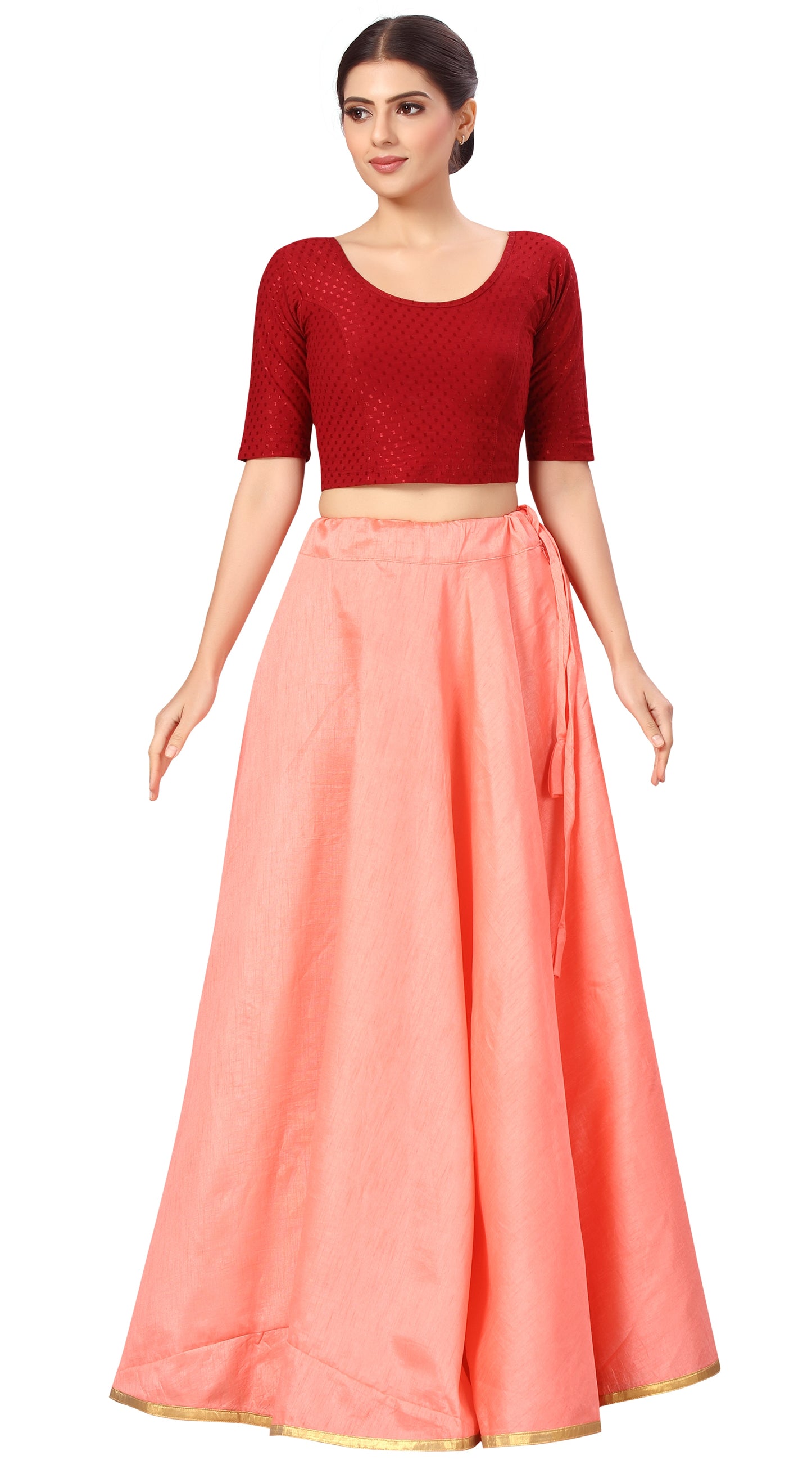 Women's Light Pink Polyester Skirt (Design 717)