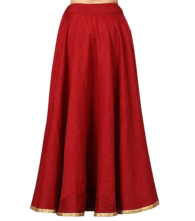 Women's Maroon Polyester Skirt (Design 717)