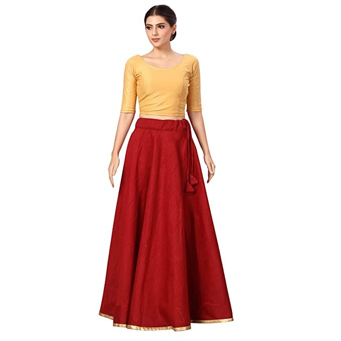 Women's Maroon Polyester Skirt (Design 717)