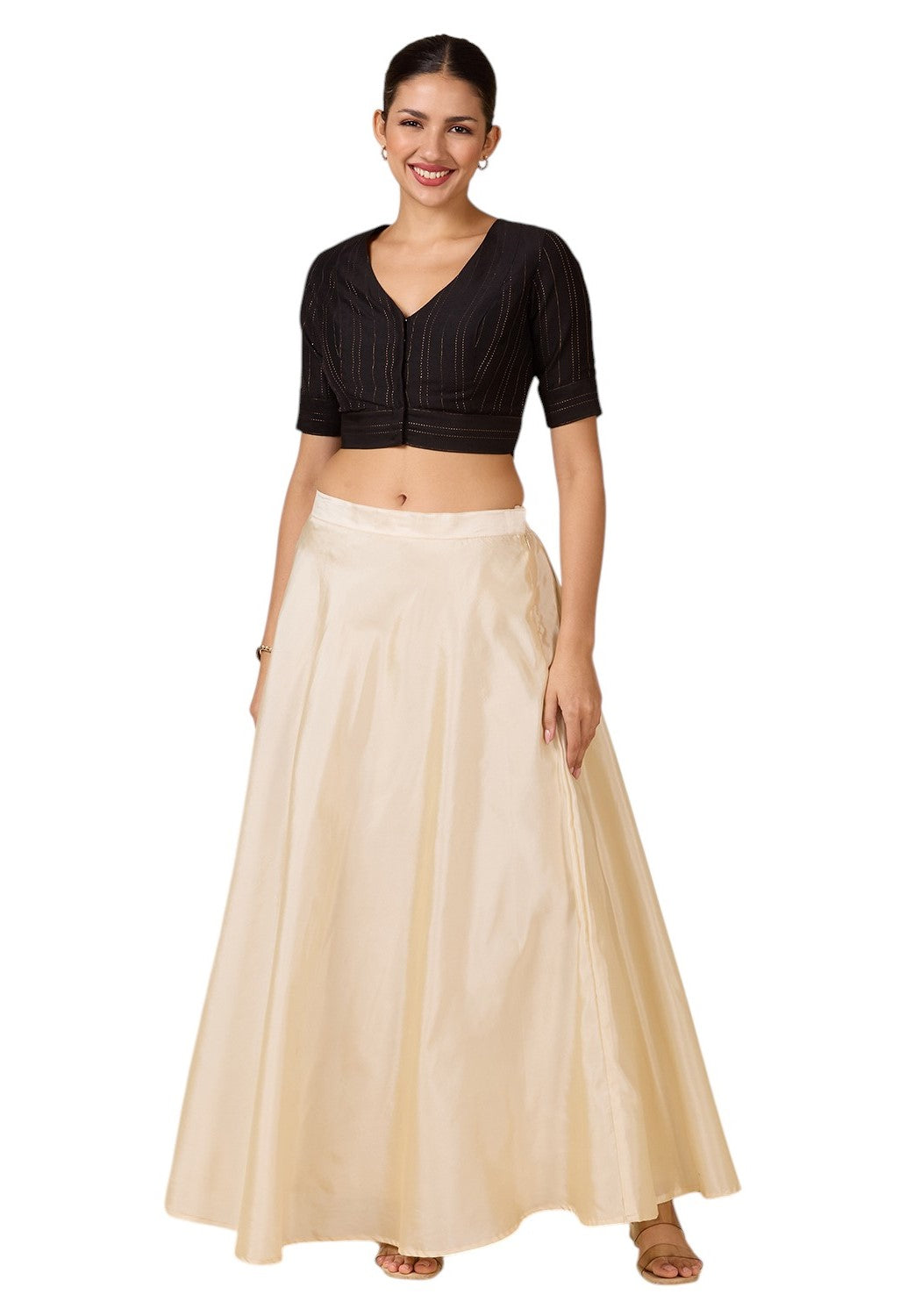 Women's Cream Taffeta Skirt (Design 733)