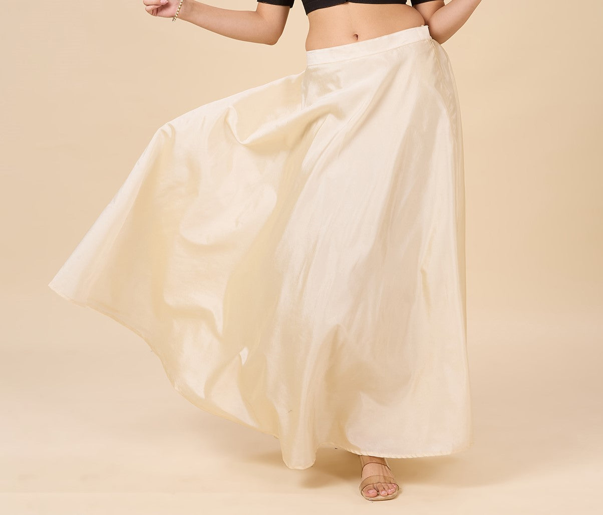 Women's Cream Taffeta Skirt (Design 733)