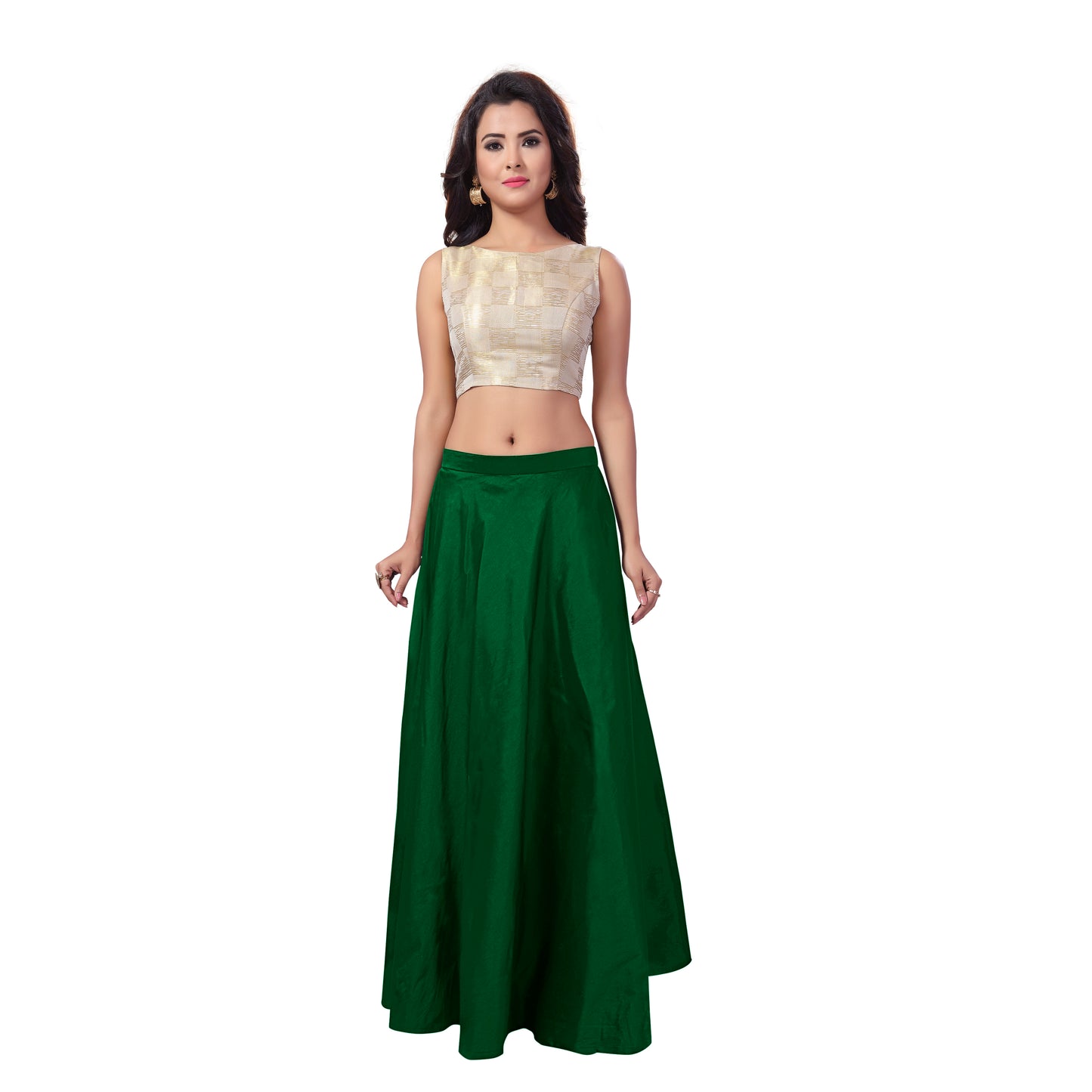 Women's Green Taffeta Skirt (Design 733)