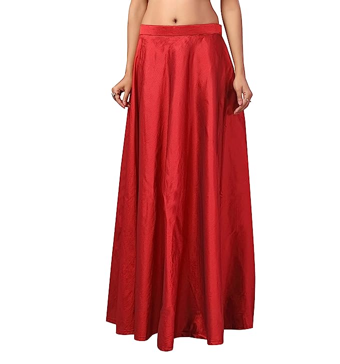 Women's Maroon Taffeta Skirt (Design 733)