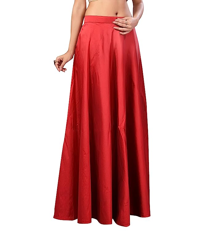 Women's Maroon Taffeta Skirt (Design 733)