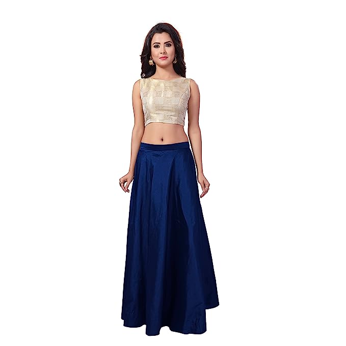 Women's Navy Blue Taffeta Skirt (Design 733)