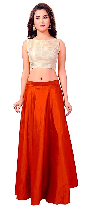 Women's Orange Taffeta Skirt (Design 733)