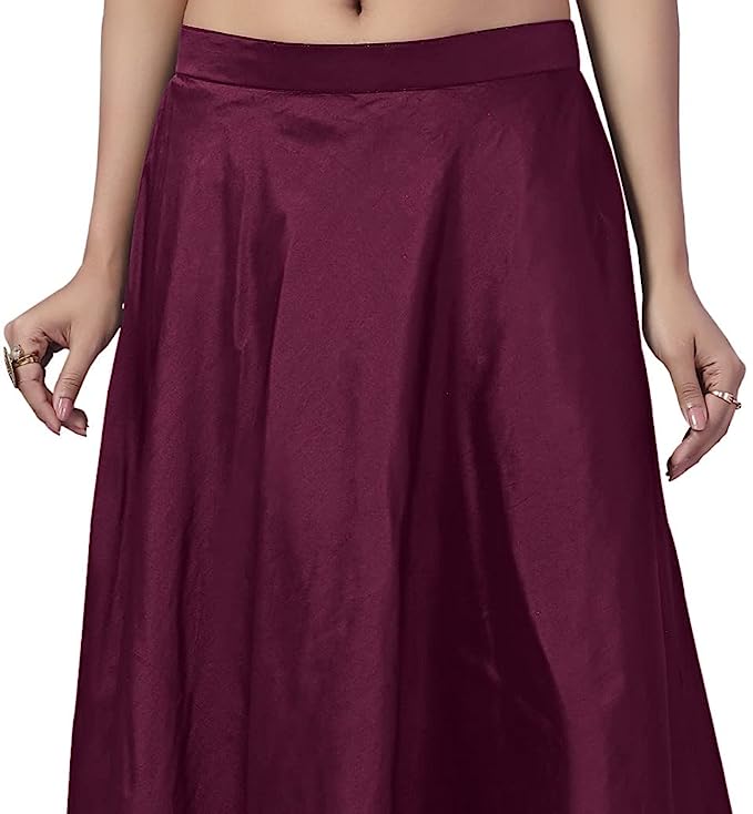 Women's Wine Taffeta Skirt (Design 733)