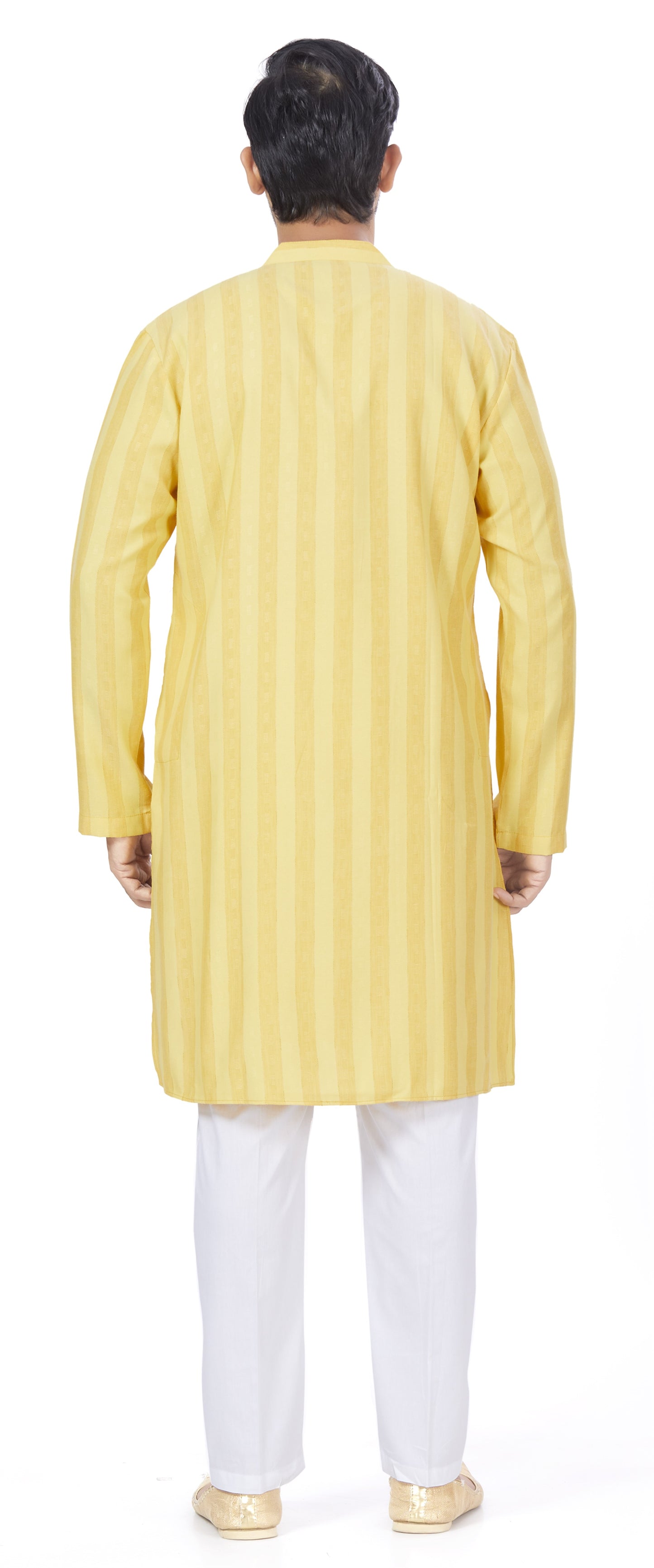 Men's Yellow Rayon Relaxed Fit Knee Length Kurta (Design 101)