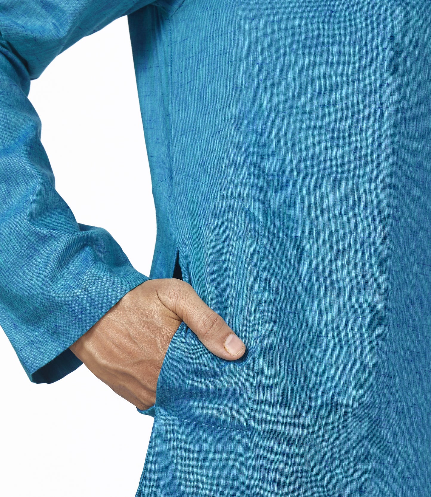 Men's Blue Rayon Relaxed Fit Knee Length Kurta (Design 102)