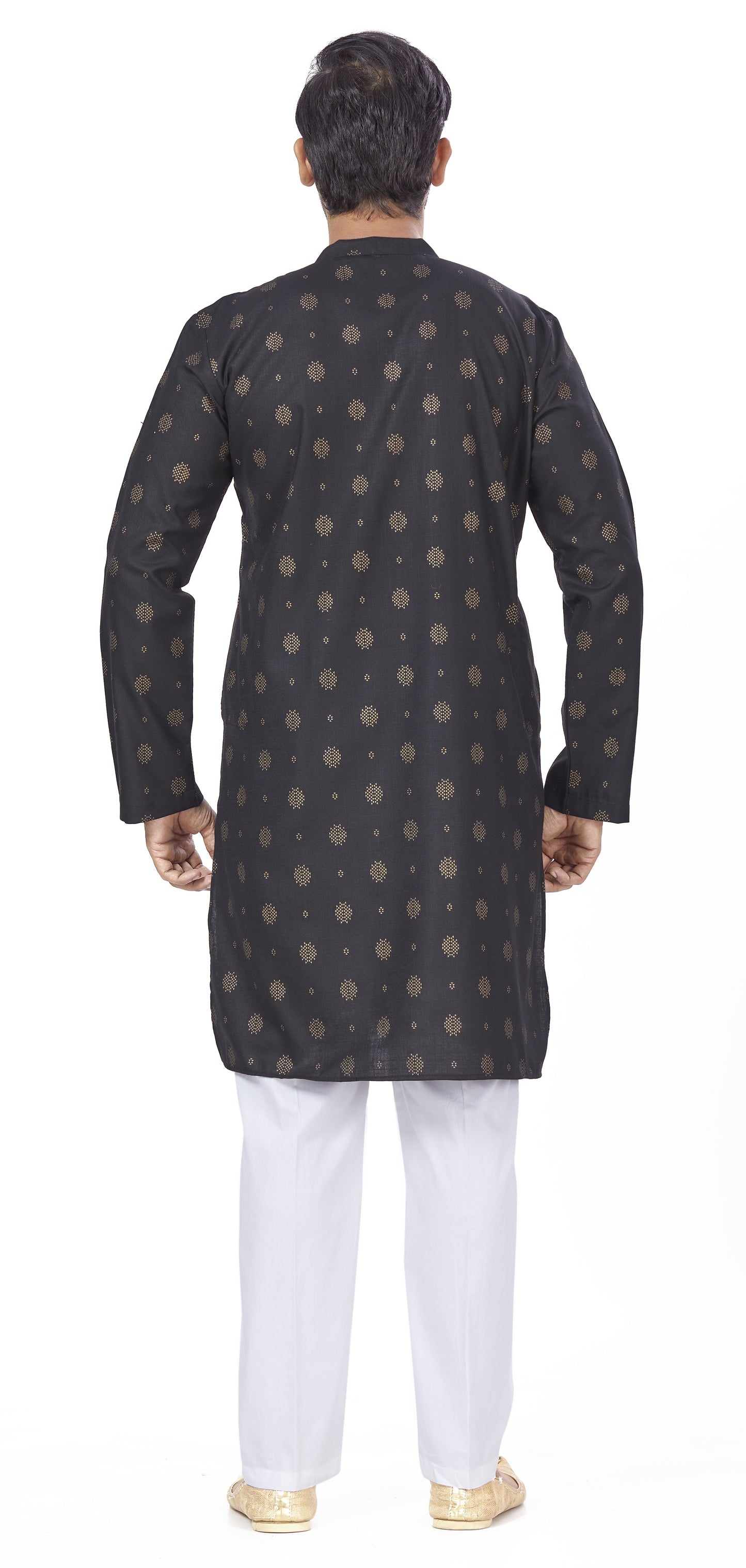 Men's Black Rayon Relaxed Fit Printed Knee Length Kurta (Design 104)
