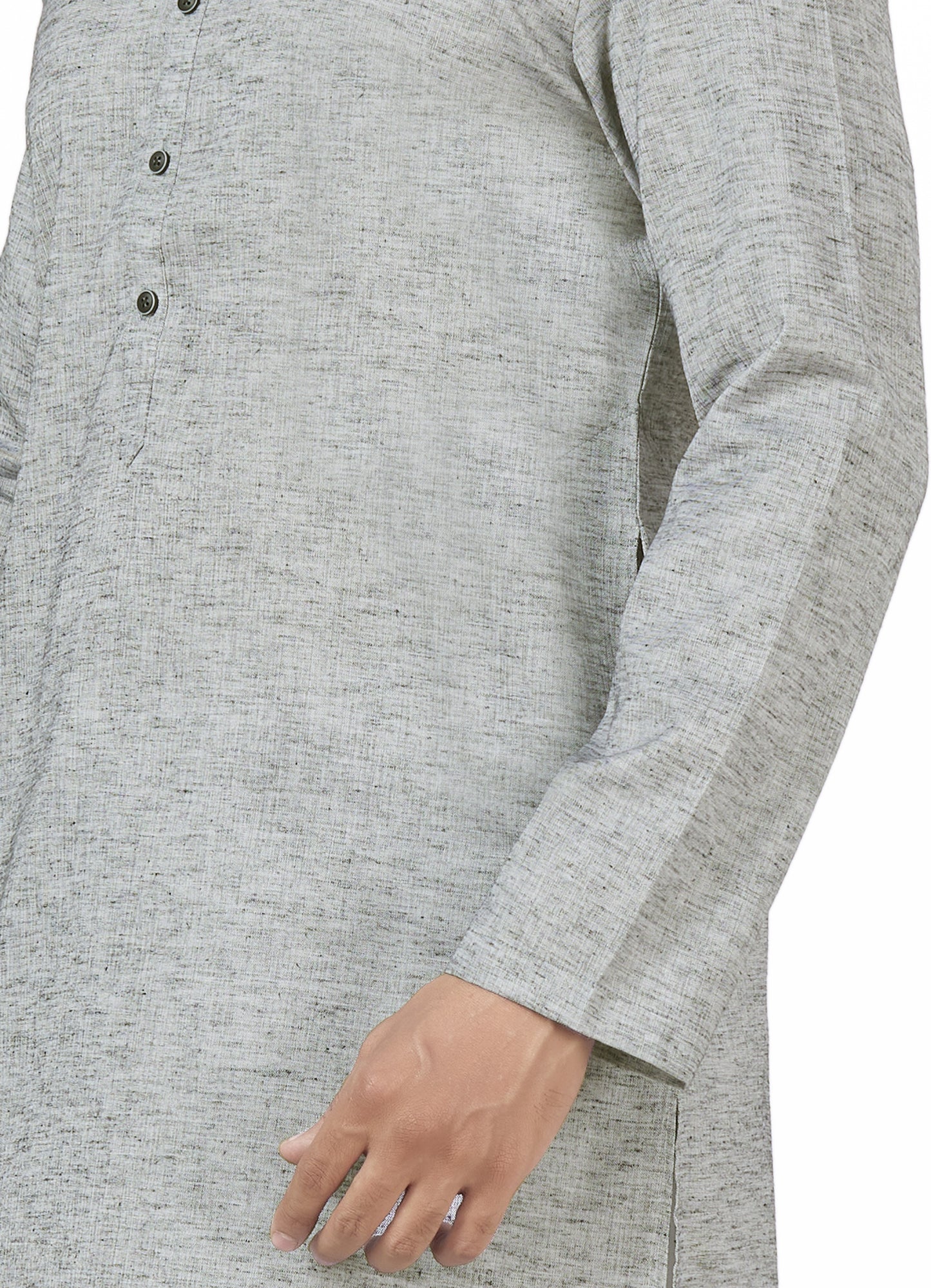 Men's Blue Linen Cotton Blended Relaxed Fit Knee Length Kurta (Design 109)