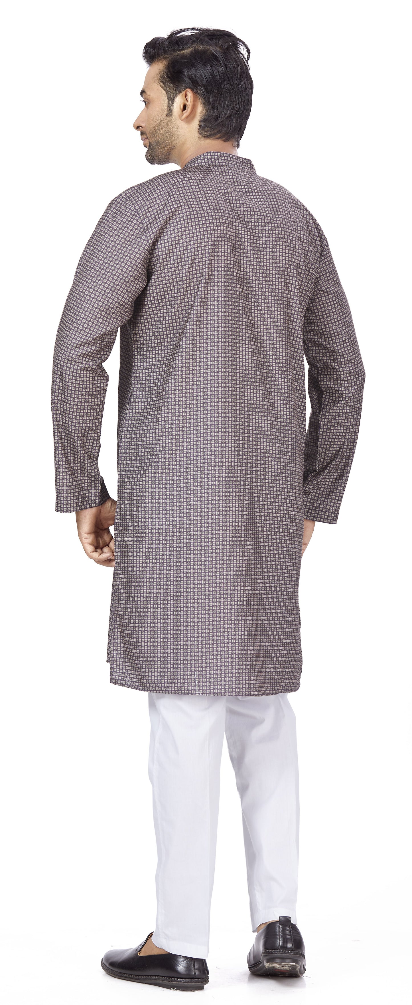 Men's Multicolour Cotton Blended Relaxed Fit Printed Knee Length Kurta (Design 115)