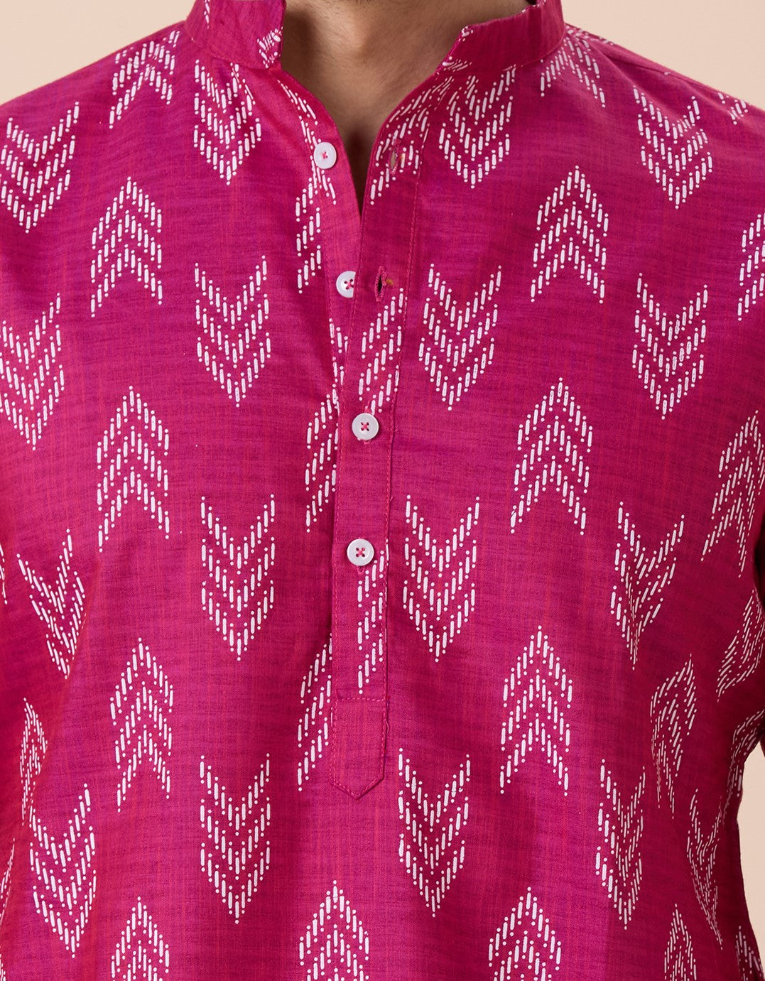 Men's Rani Cotton Blend Relaxed Fit Ikat Printed Knee Length Kurta (Design 119)