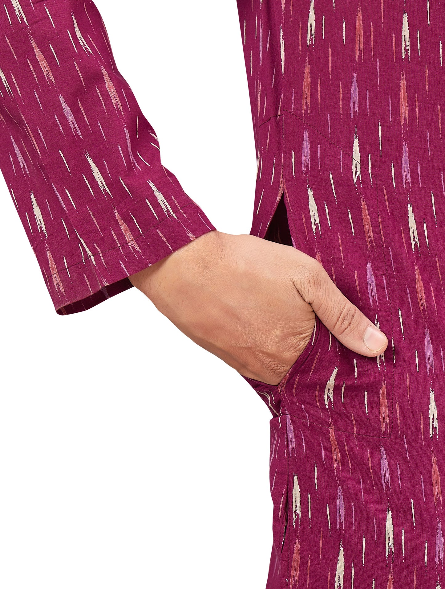 Men's Wine Cotton Kurta (Design 182)