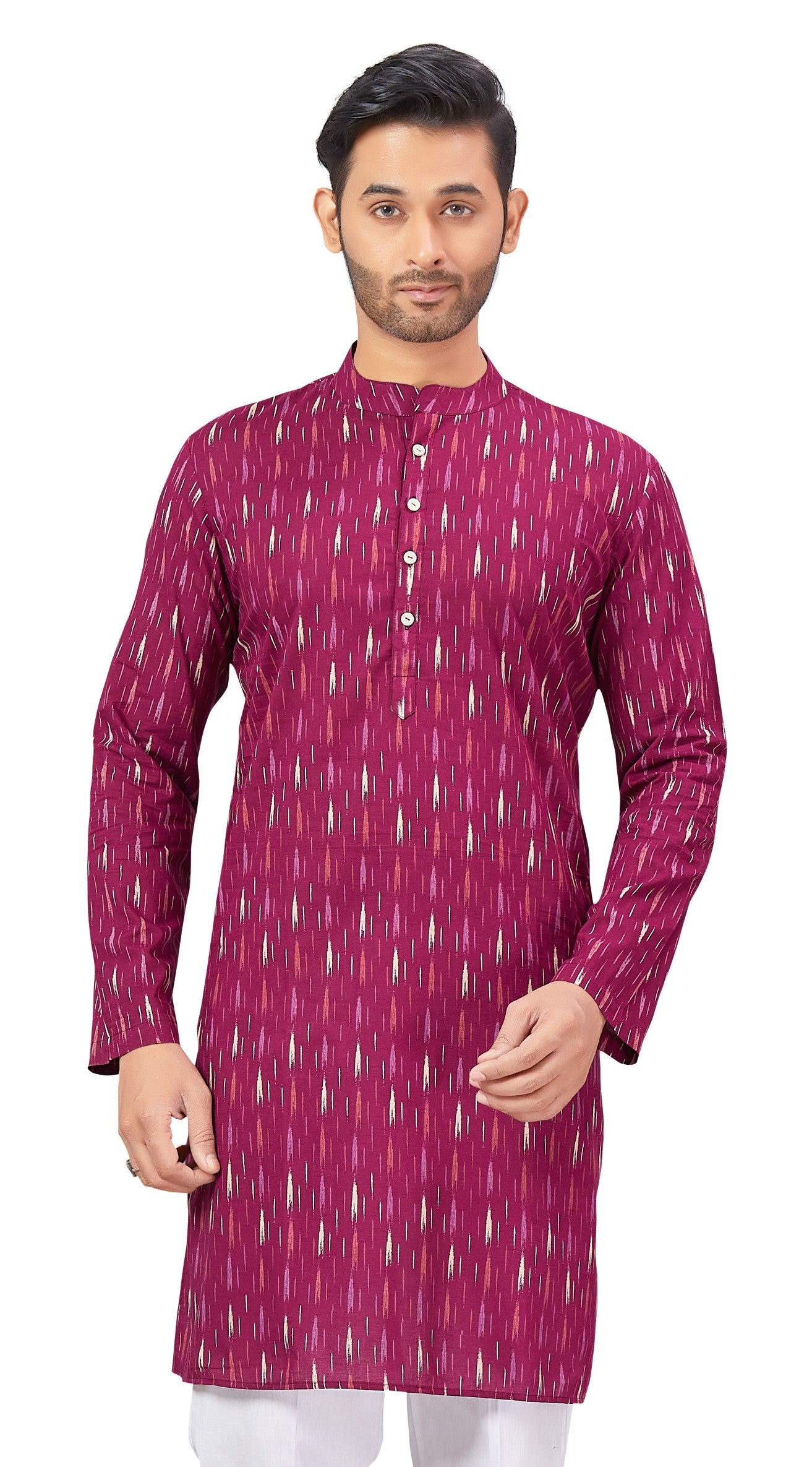 Men's Wine Cotton Kurta (Design 182)