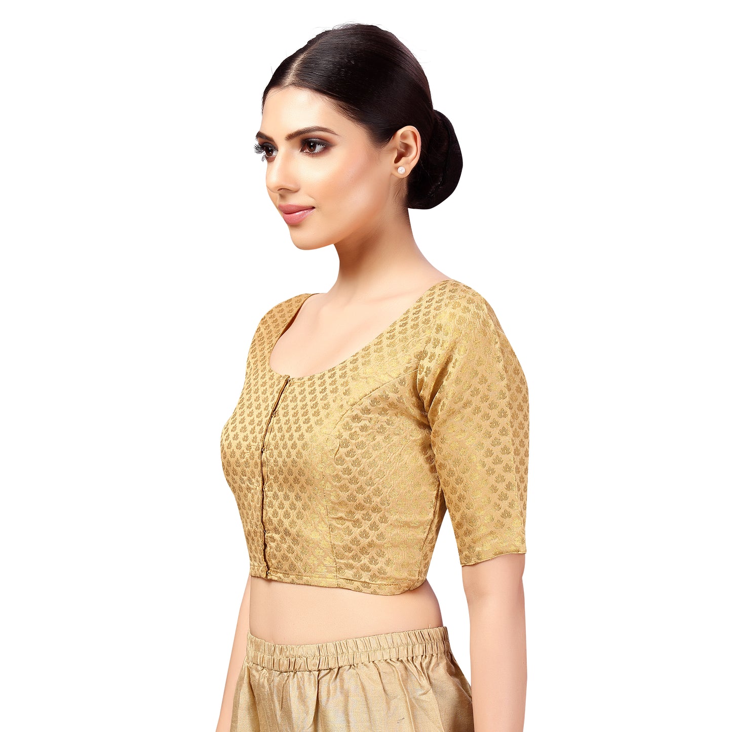 Women's Light Gold Brocade Blouse (Design 2157)