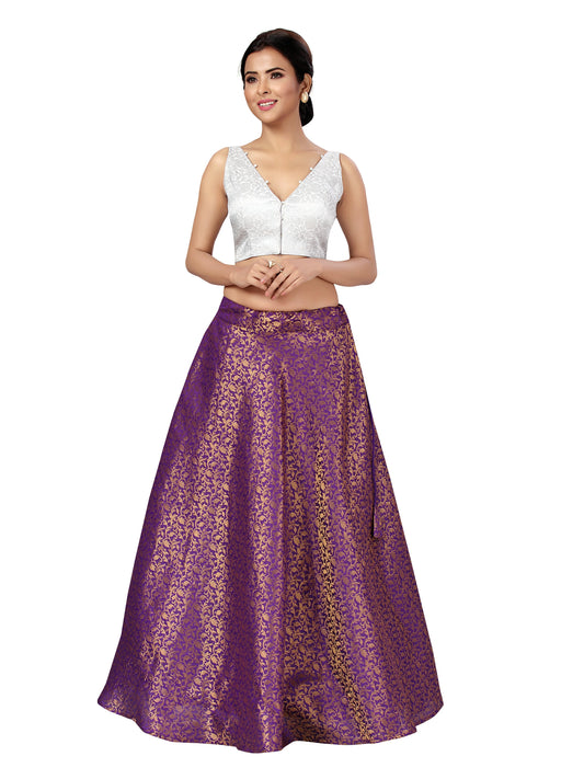 Women's Purple Benaras Brocade Skirt (Design 602)