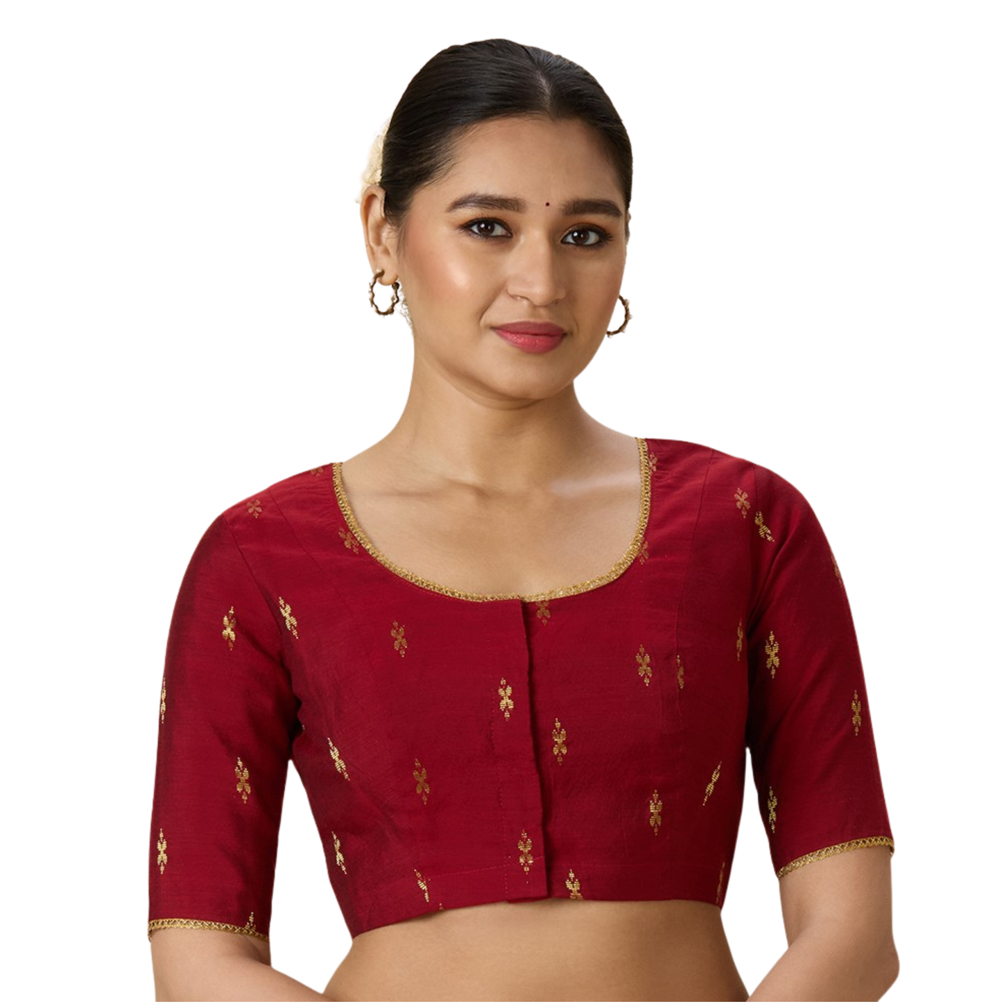 Women's Maroon Handloom Cotton Silk Readymade Saree Blouse (Design 2975)
