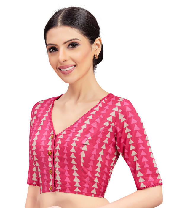 Studio Shringaar Women's Pink Readymade Blouse (Design 2695)