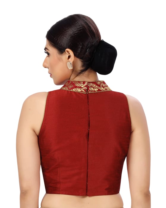 Studio Shringaar Women's Maroon Readymade Blouse (Design 2441)