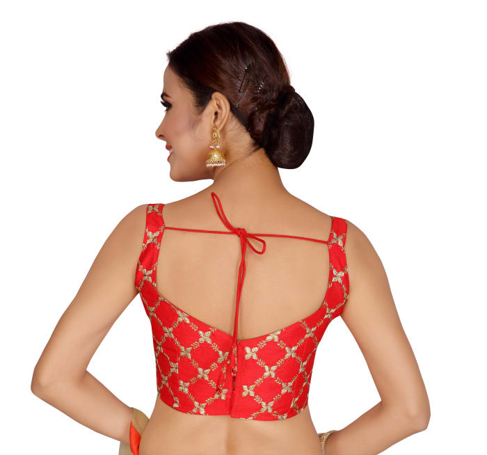 Studio Shringaar Women's Red Readymade Blouse (Design 2125)