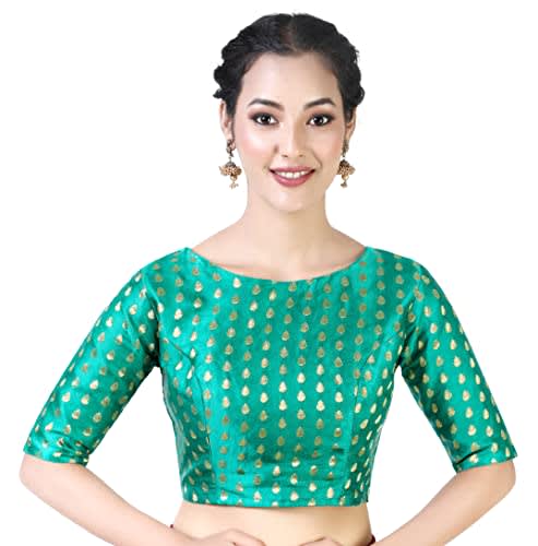 Studio Shringaar Women's Teal Readymade Blouse (Design 2368)