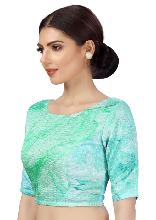 Studio Shringaar Women's Green Readymade Blouse (Design 2485)
