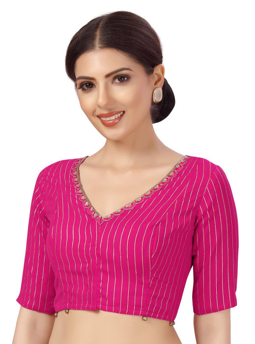 Studio Shringaar Women's Pink Readymade Blouse (Design 2465)