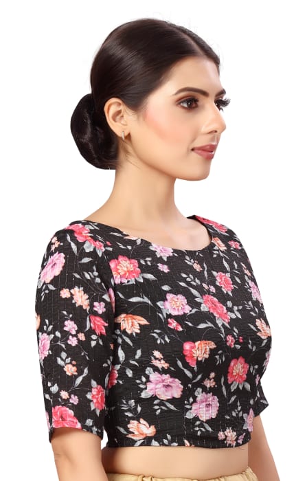 Studio Shringaar Women's Black Readymade Blouse (Design 2579)