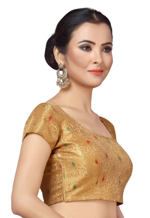 Studio Shringaar Women's Gold Readymade Blouse (Design 2172)