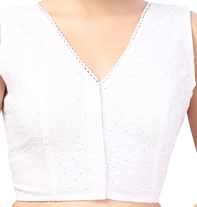 Studio Shringaar Women's White Readymade Blouse (Design 2616)